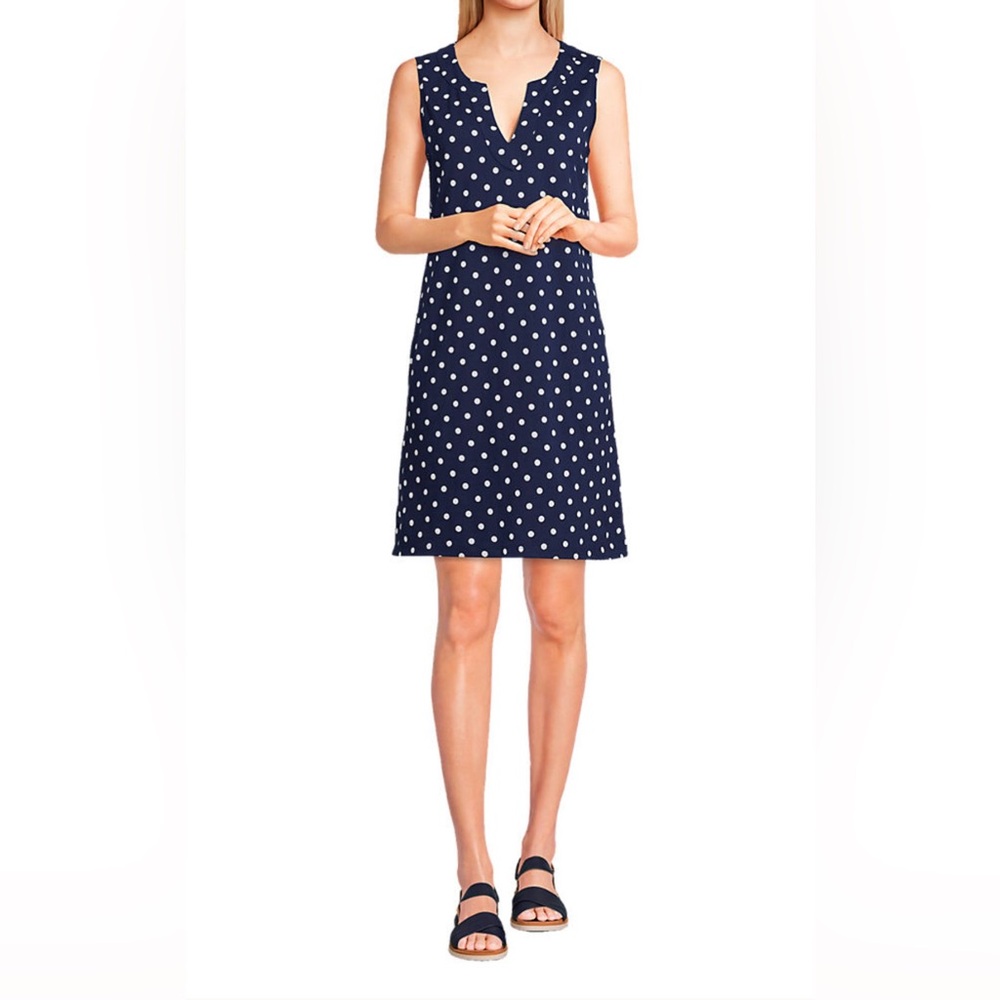 Lands End Women's Cotton Jersey Sleeveless Swim Cover-up Dress M/L (10-12)
